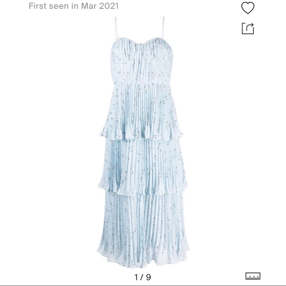 Metallic Floral Tiered Midi Dress by Self Portrait - Picture 2 of 9